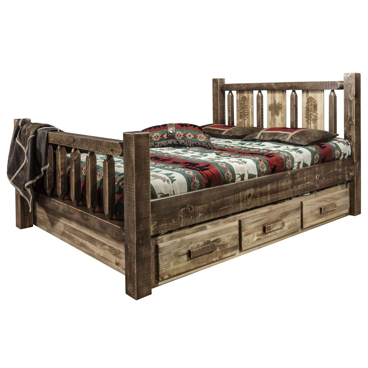 Brown Wood Twin Storage Bed T53434