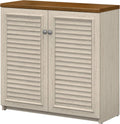 Antique White and Tea Maple Small Storage Cabinet with Doors F317668