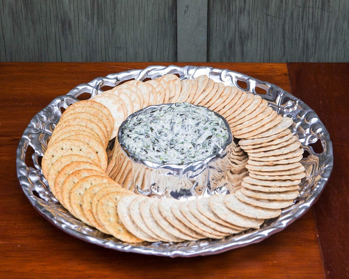Metal Grape Chip and Dip Platter, 14 inch Diameter I961