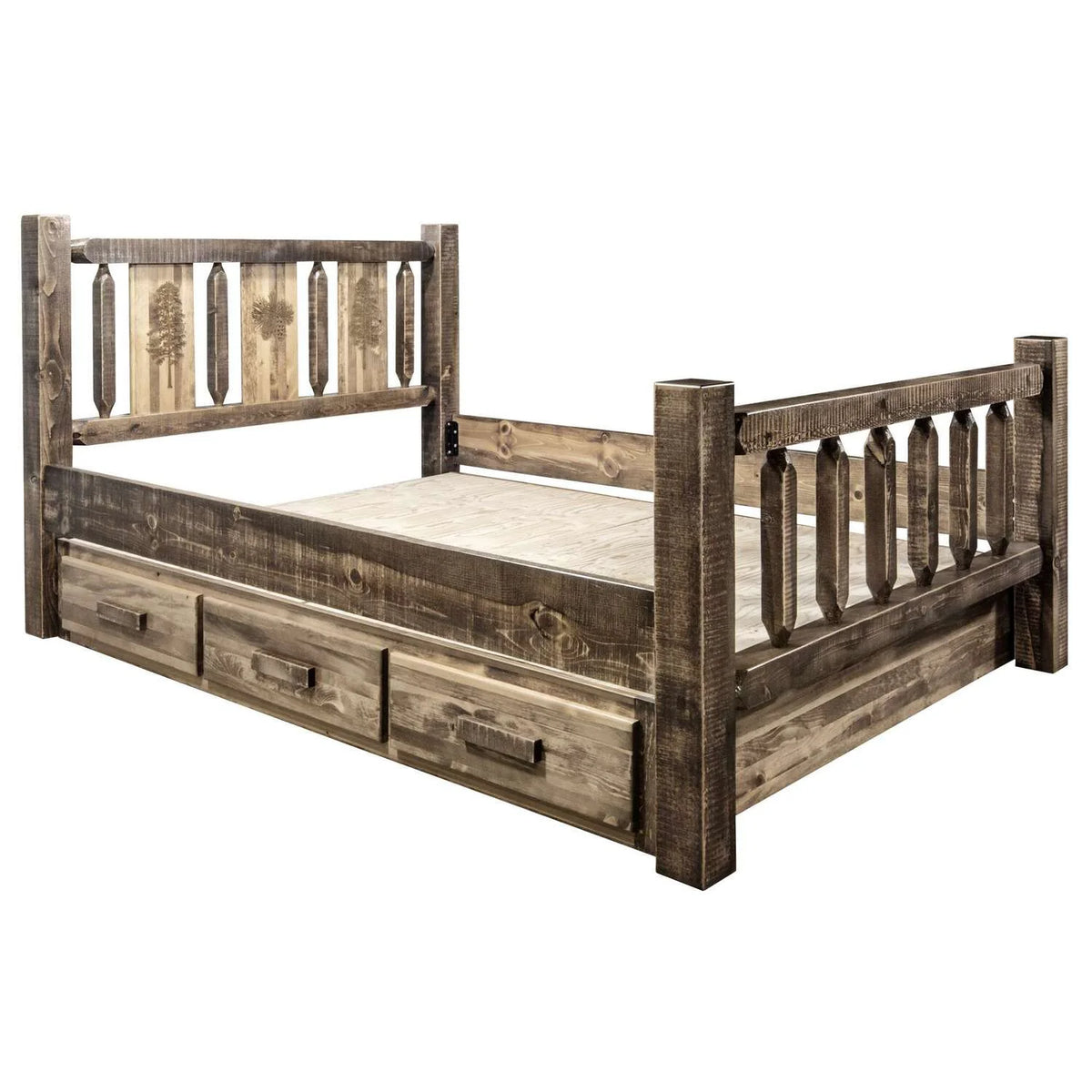 Brown Wood Twin Storage Bed T53434