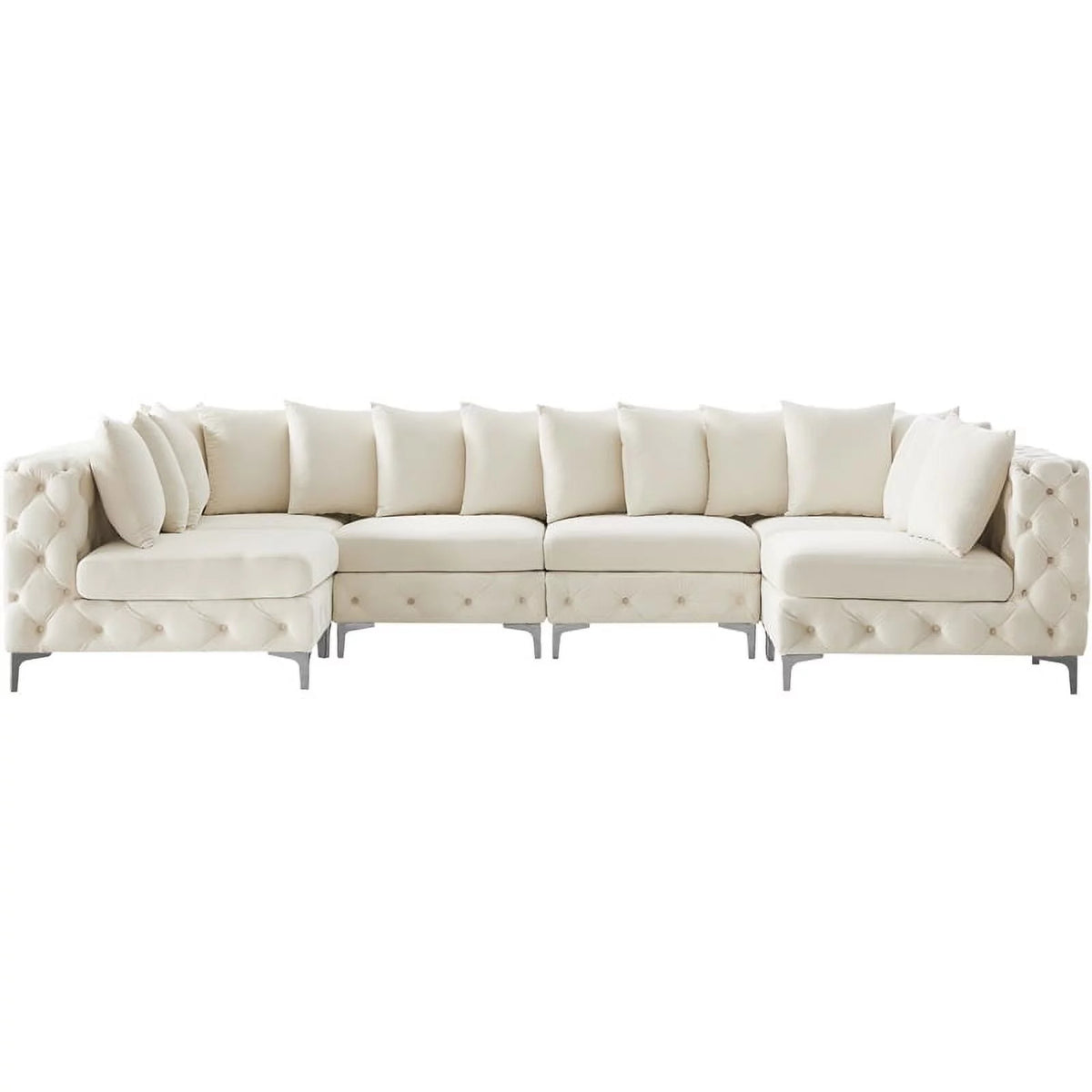 Cream Velvet Modular Sectional Y595