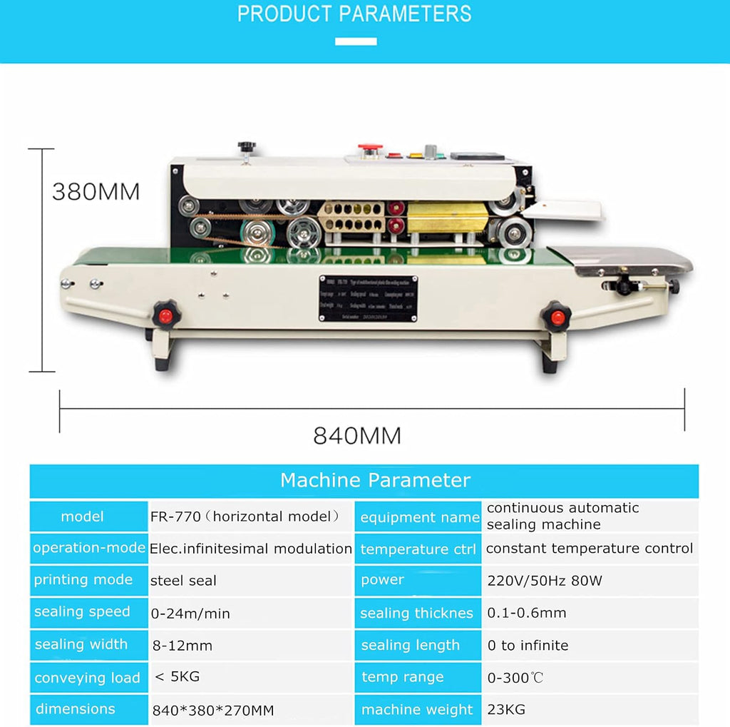 Continuous Sealing Machine Automatic Band Sealer with Digital Thermostat for Plastic Poly Bag Film 110V K983