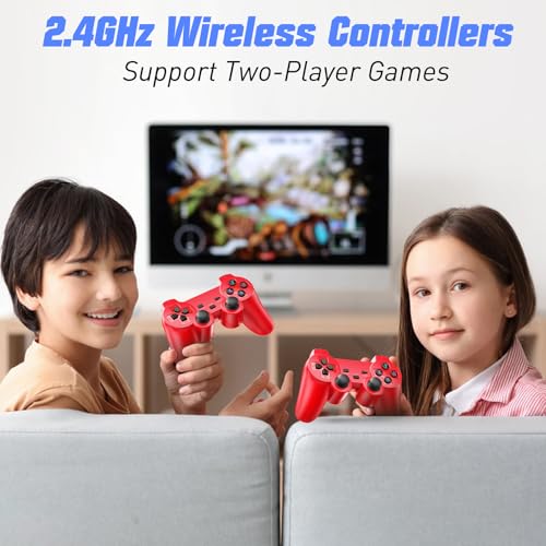 Wireless Retro Game Console with 25000+ Built-in Games, 4K HDMI Output, 2.4GHz Wireless Controller (Red) X605