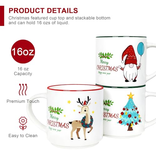 14oz Ceramic Coffee Mugs Set of 6 J4469