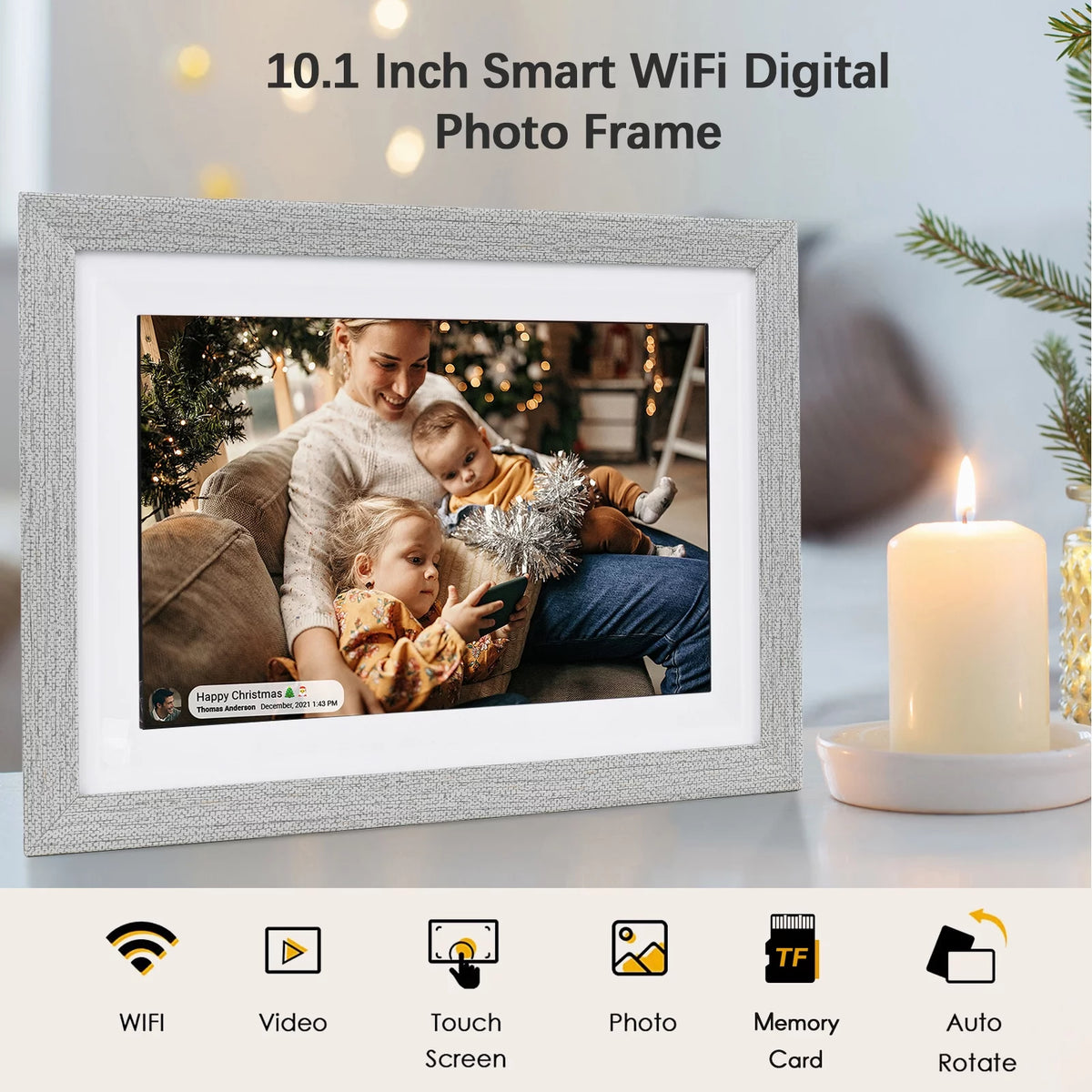 WiFi Digital Photo Frame 10.1-Inch TFT Screen 16GB Storage E761251