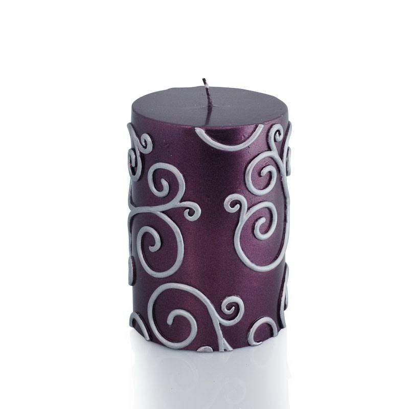 Purple Scroll Pillar Candle 12Pcs P646505