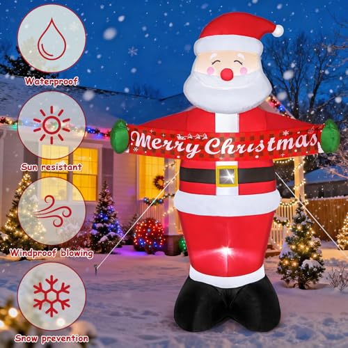 7FT Christmas Inflatable Santa Claus with Built-in LED Lights D3062