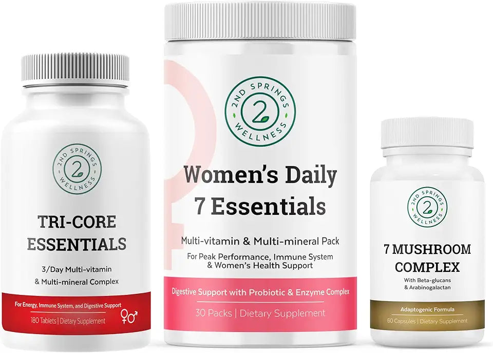 Organic Mushroom Complex + Women's Daily Essentials + Tri-Core Essentials Bundle O396