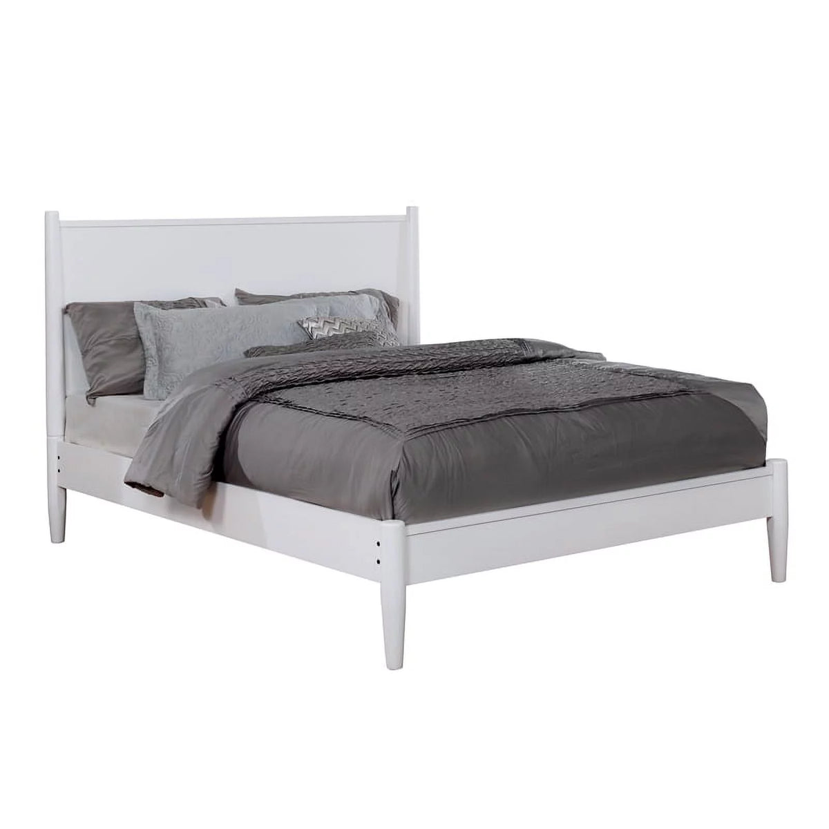 White Solid Wood King Bedroom Set with Nightstand E87084