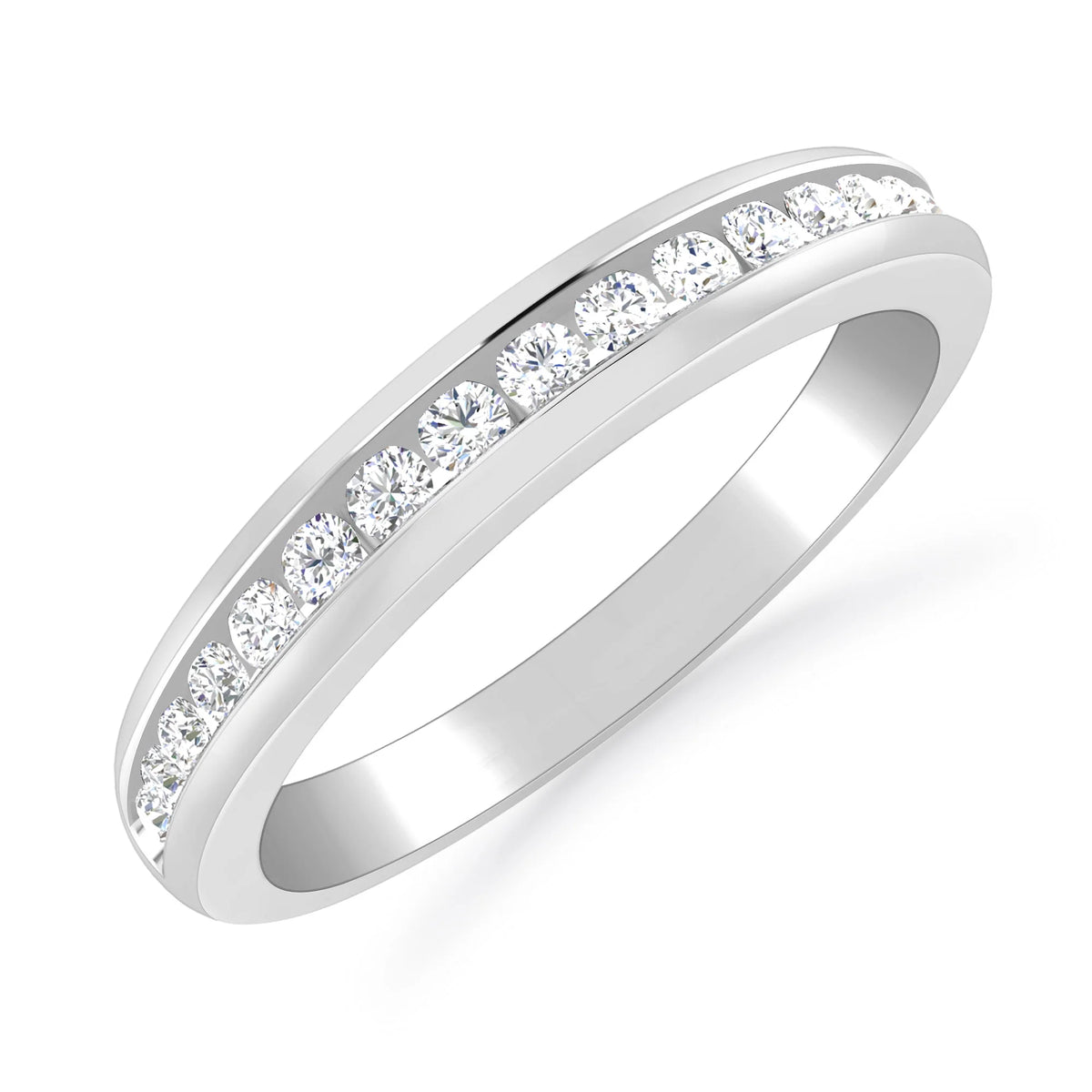 14K White Gold Round Diamond Stackable Band V428468