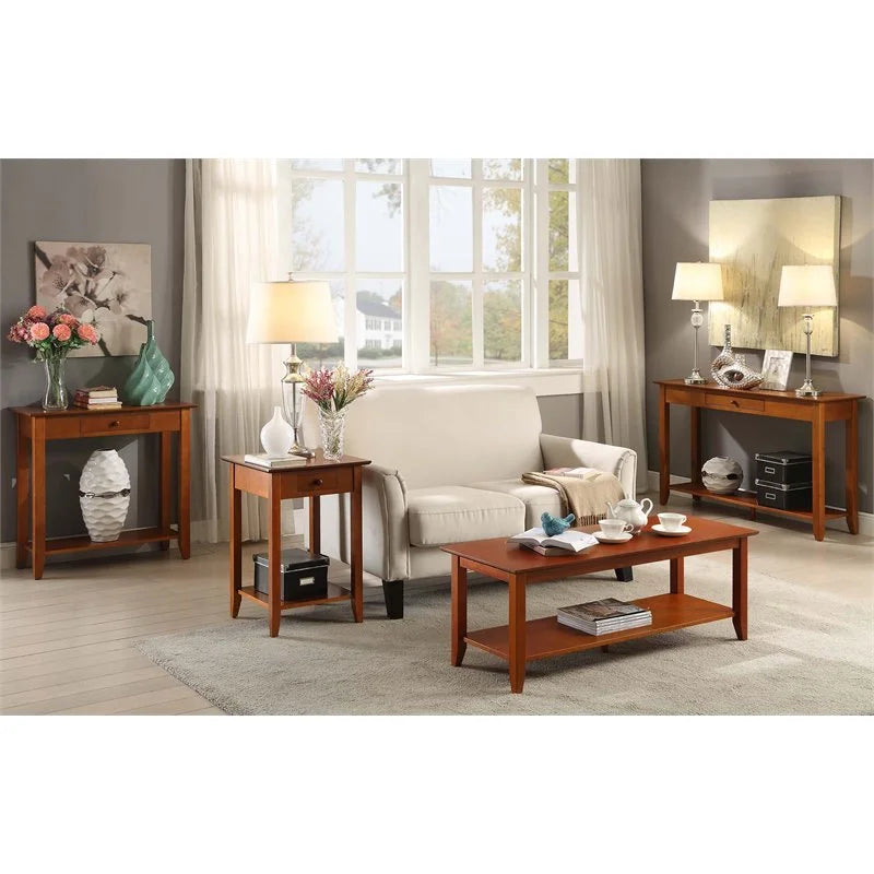 2 Piece Coffee Table and Set of 2 End Table Set in Cherry N465297