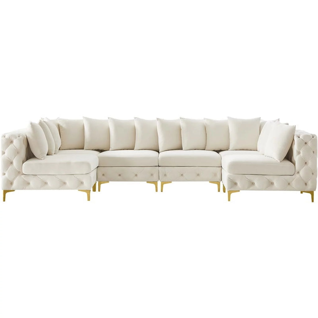 Cream Velvet Modular Sectional Y595