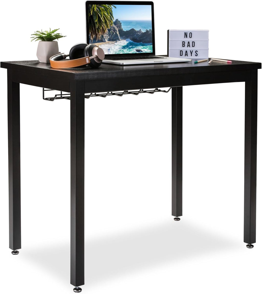Teak 36” Computer Desk with Cable Organizer J588