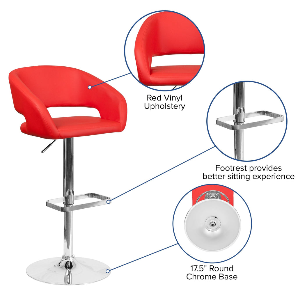 White Adjustable Height Bar Stool W7943