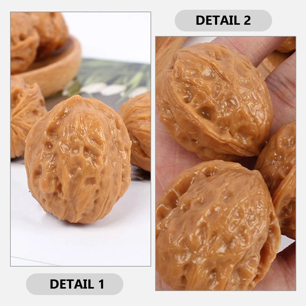 6 Pcs Faux Walnut Artificial Nuts Decorations U440