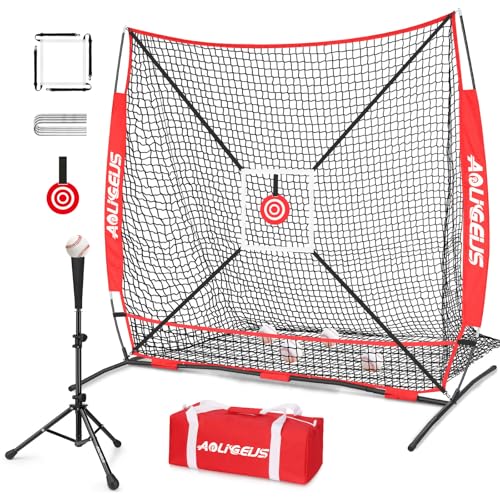 Baseball Softball Practice Net with Batting Tee and Bow Frame L18793
