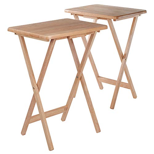 Set of 2 Foldable Snack Tables, 26", Natural B610
