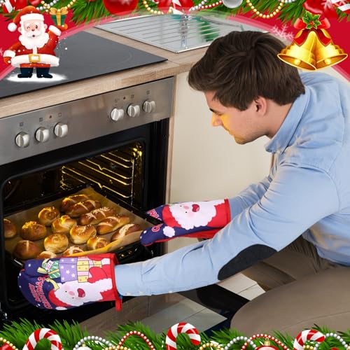 4 Pairs Christmas Oven Mitts Heat Resistant Cooking Gloves X682020