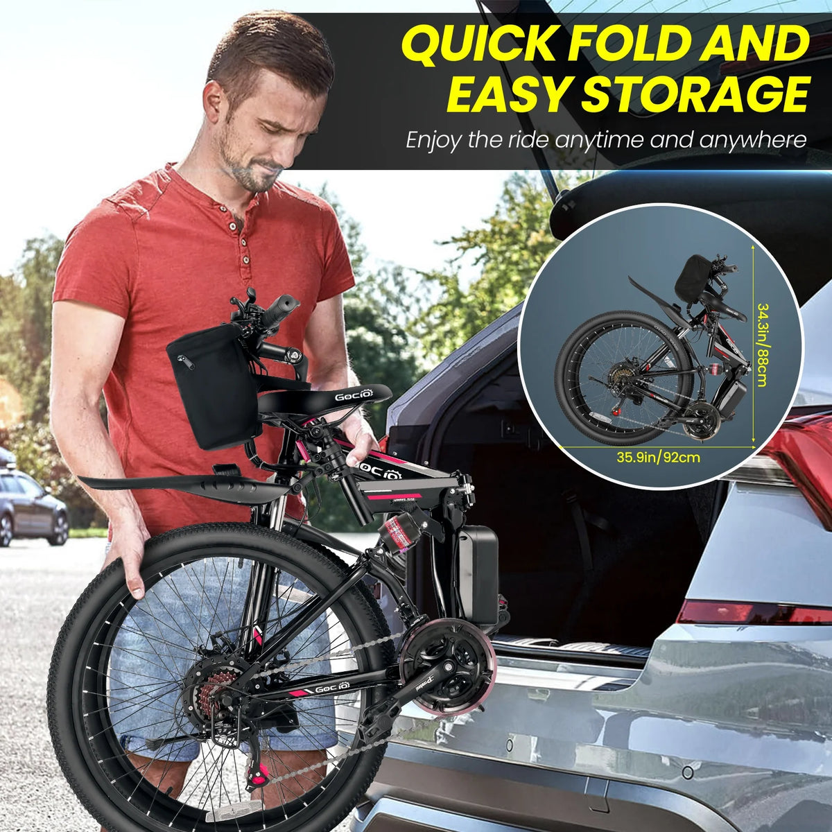 500W 26" 48V Full Suspension Folding Electric Bicycle N2143