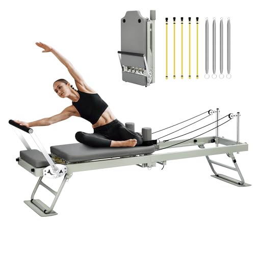 78" Foldable Pilates Reformer Machine with Dual Resistance Springs and Cords P3687