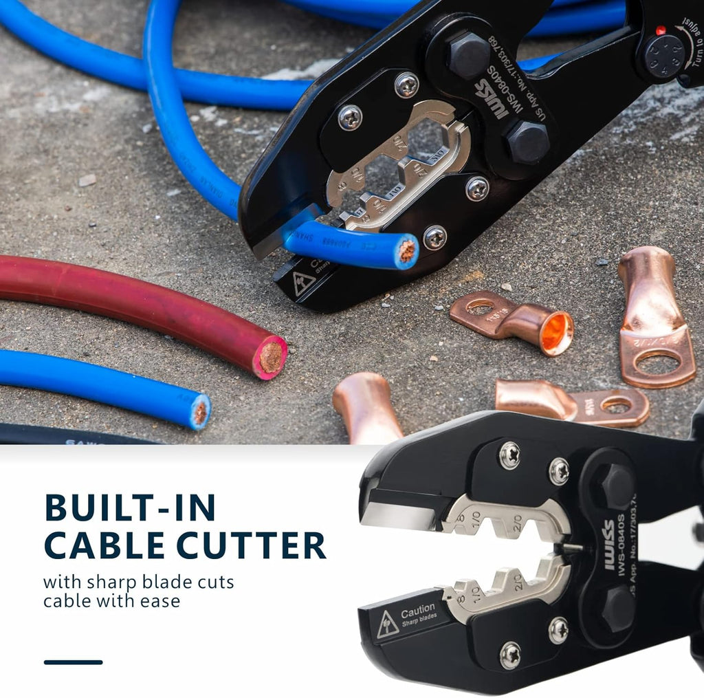 Battery Cable Lug Crimping Tool Set with Interchangeable Jaws M9400