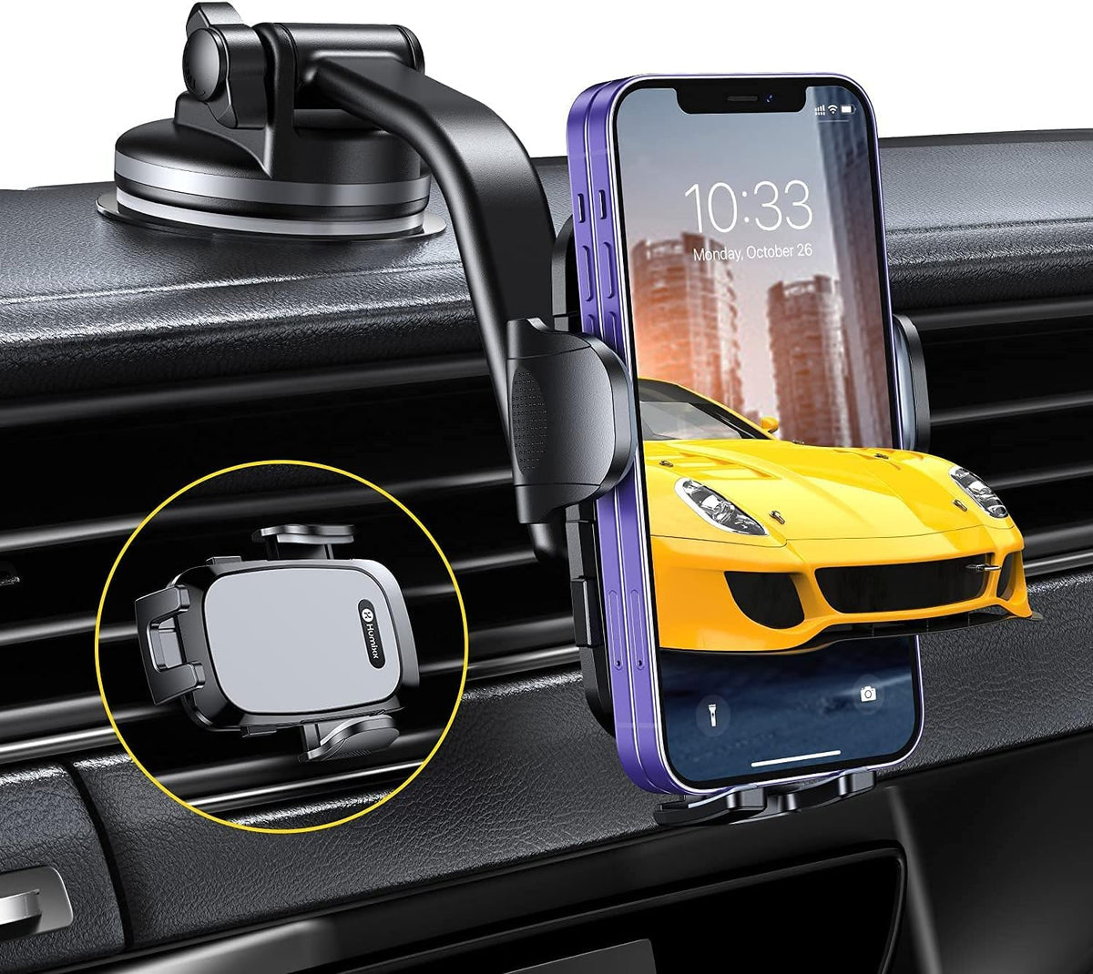 Grey Suction Cup Car Phone Holder Mount E916