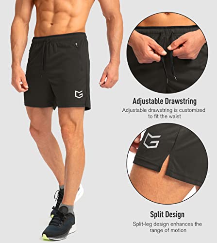 Men's Running Shorts with Zipper Pockets Quick Dry 5" Shorts W78845