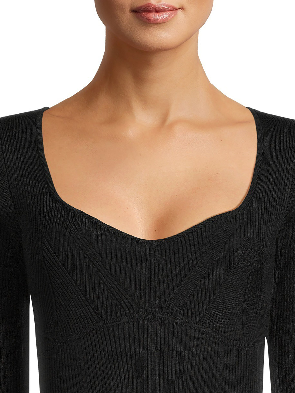 Sweetheart Neckline Long Sleeve Bodysuit X2120