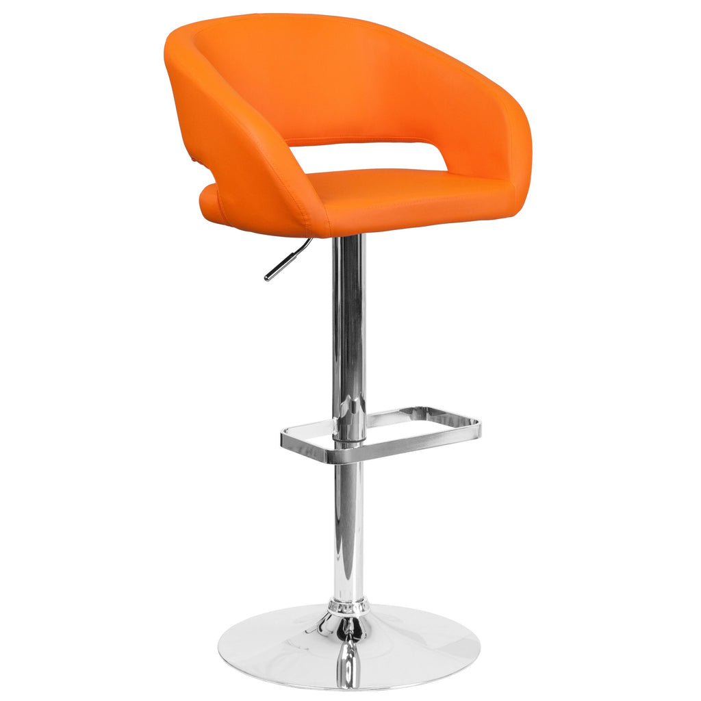White Adjustable Height Bar Stool W7943