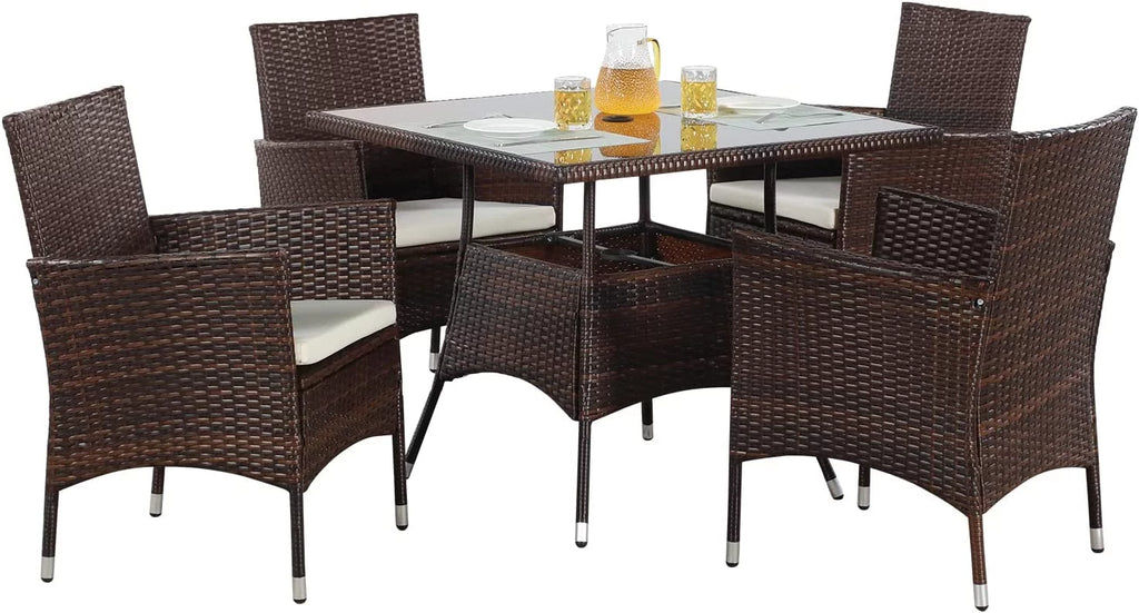 5-Piece Wicker Patio Dining Table Chair Set C257