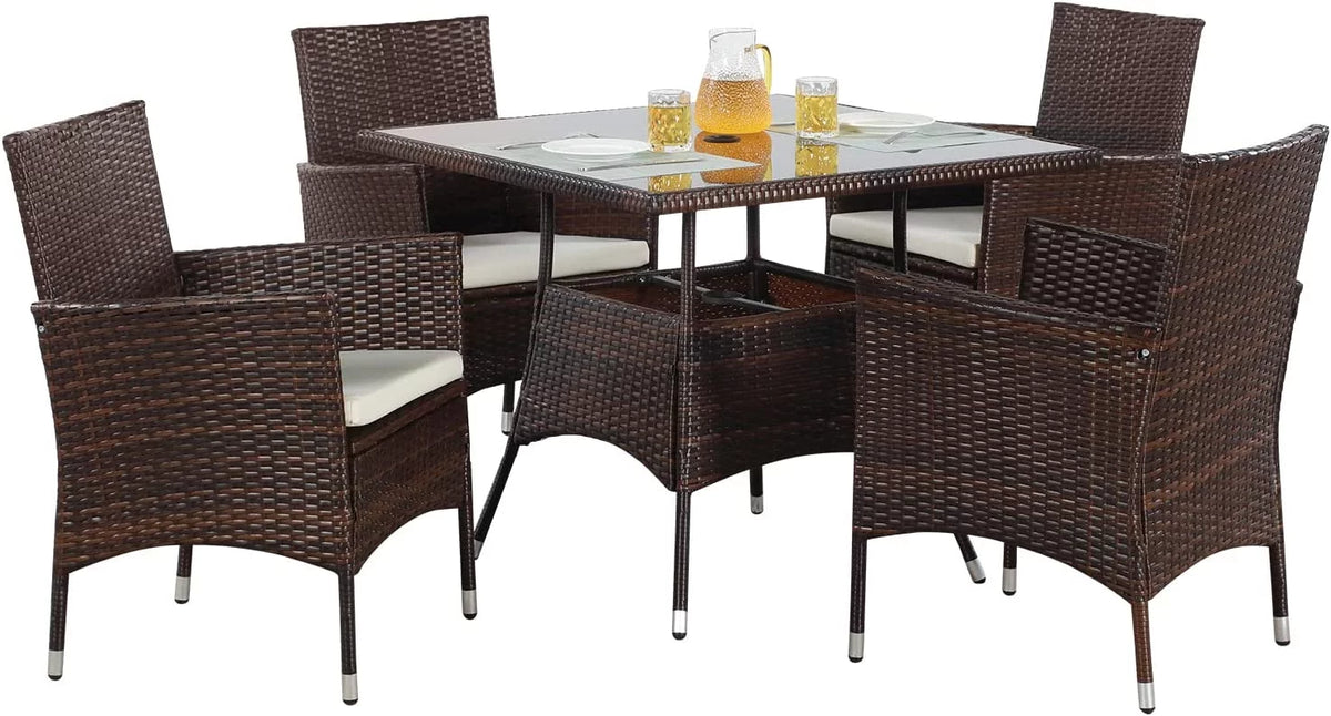 5-Piece Wicker Patio Dining Table Chair Set C257