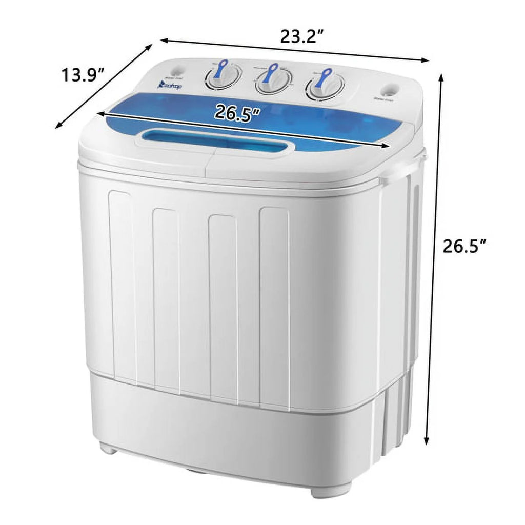 Semi-Automatic Washing Machine 8lbs Compact Laundry Machine with Spinner and Drain Pump S910219