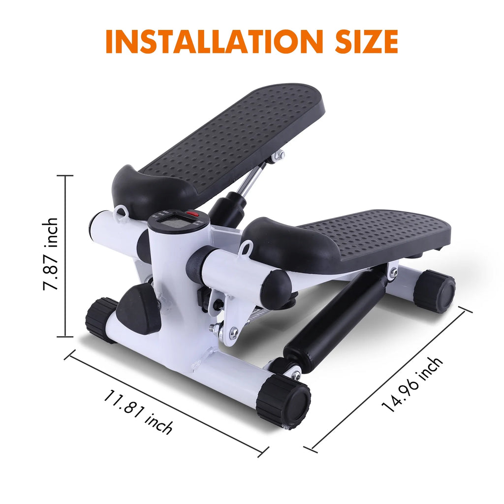 Gray Mini Stepper Air Stair Climber Exercise Machine with Resistance Band K639020