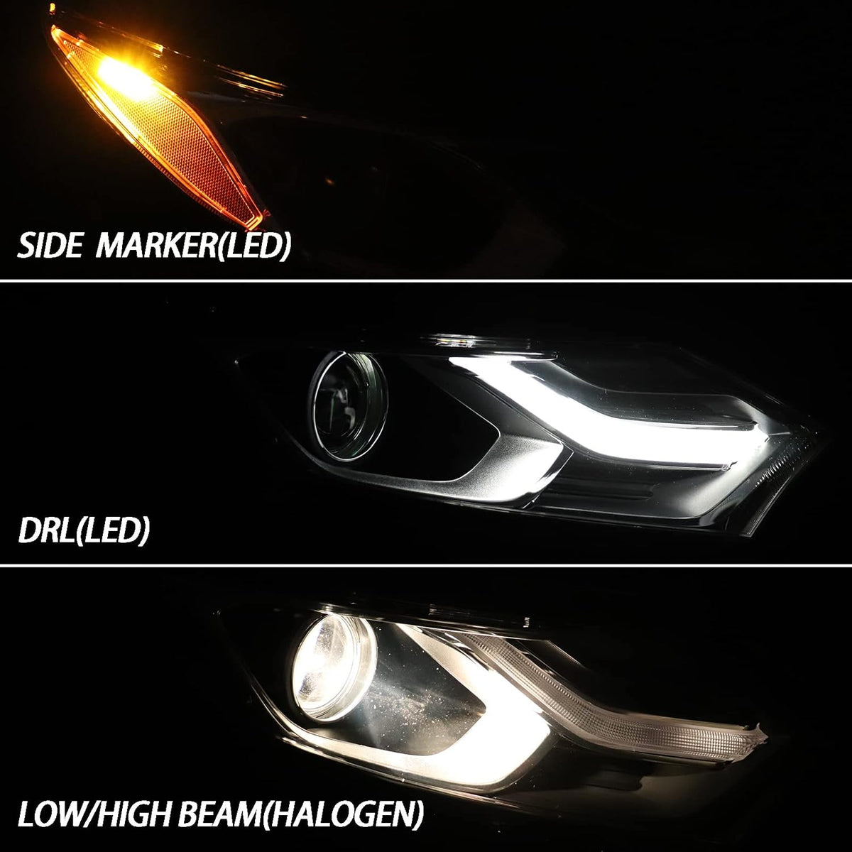 Halogen Headlights Assembly with LED DRL Side Marker Passenger Side K9821