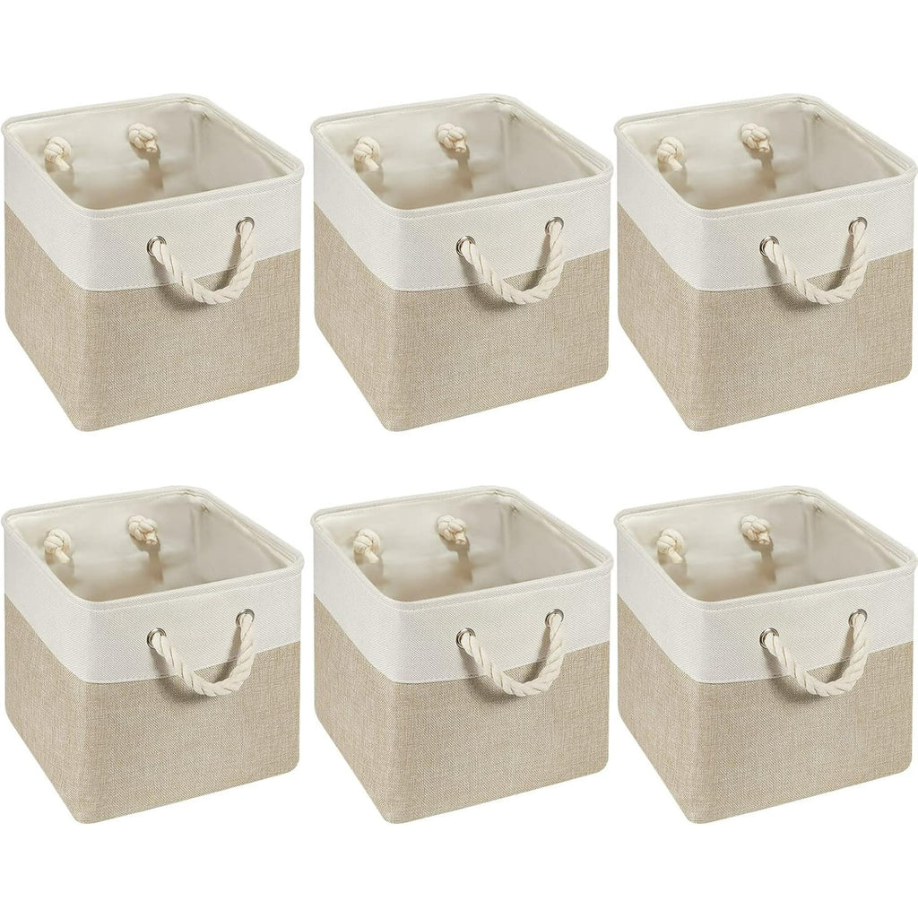 6 Pcs 11 x 11 Inch Fabric Cube Storage Bins with Handles W809