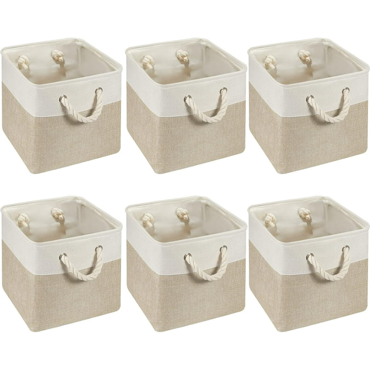 6 Pcs 11 x 11 Inch Fabric Cube Storage Bins with Handles W809