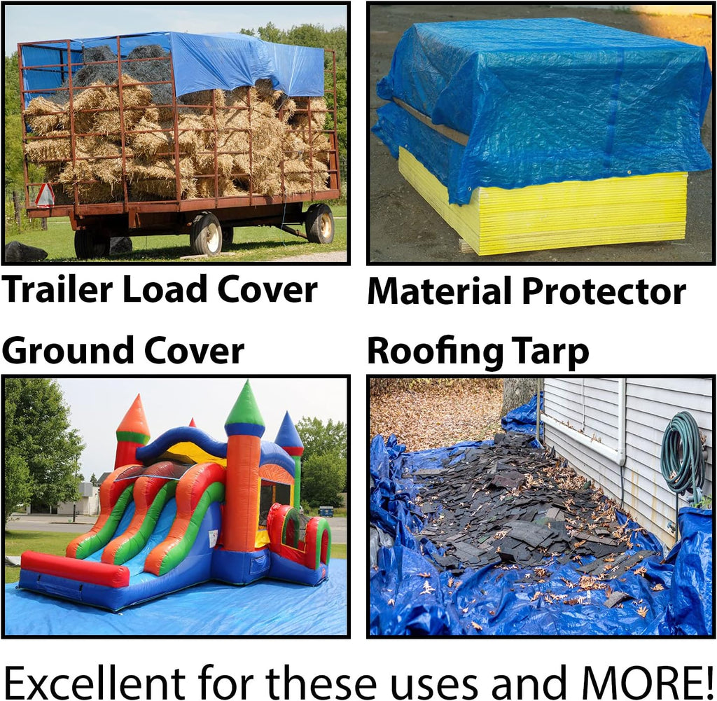 10' x 20' Water Resistant Reversible Blue/Silver Medium Duty Tarp Y582097