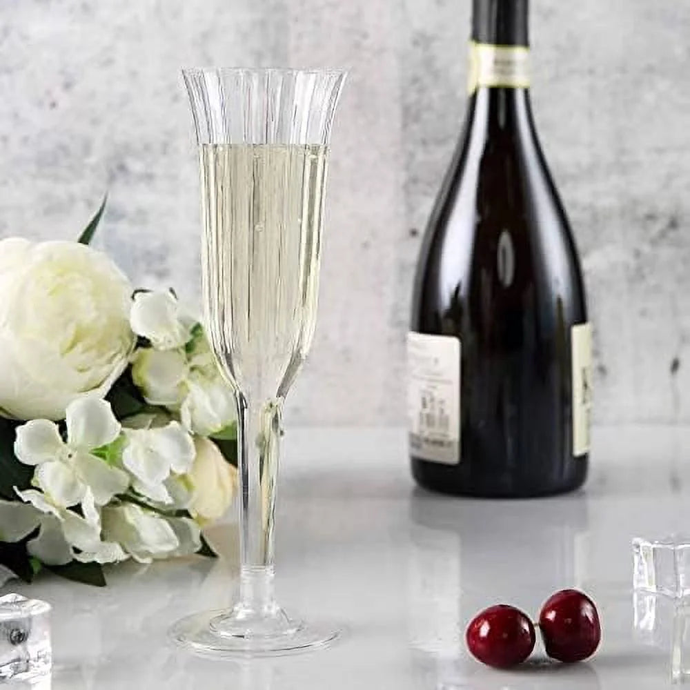 60 Pcs Clear Plastic Champagne Flutes N1228
