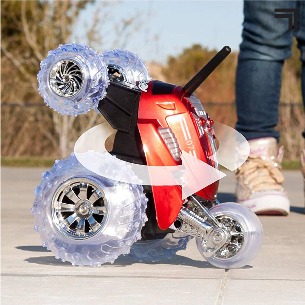 Red Remote Control 360 Spinning Car 2 pcs Q7865