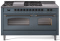 Blue Grey Dual Fuel Natural Gas Range with Bronze Trim Z521