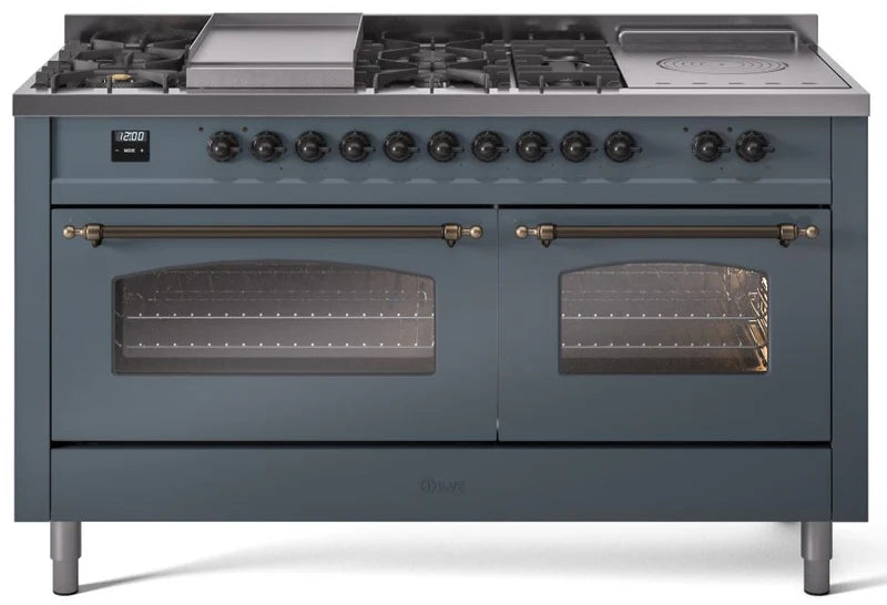 Blue Grey Dual Fuel Natural Gas Range with Bronze Trim Z521
