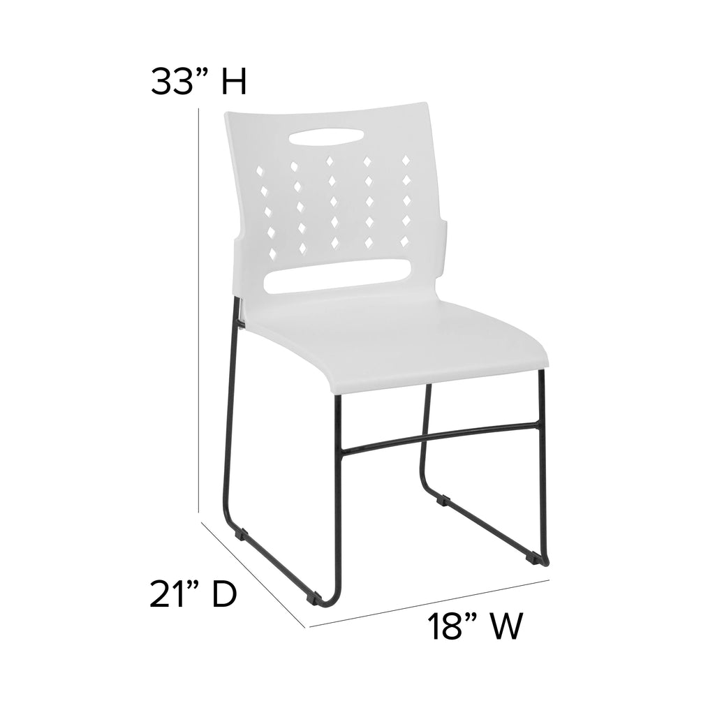 White Sled Base Stack Chair with Air-Vent Back Z255