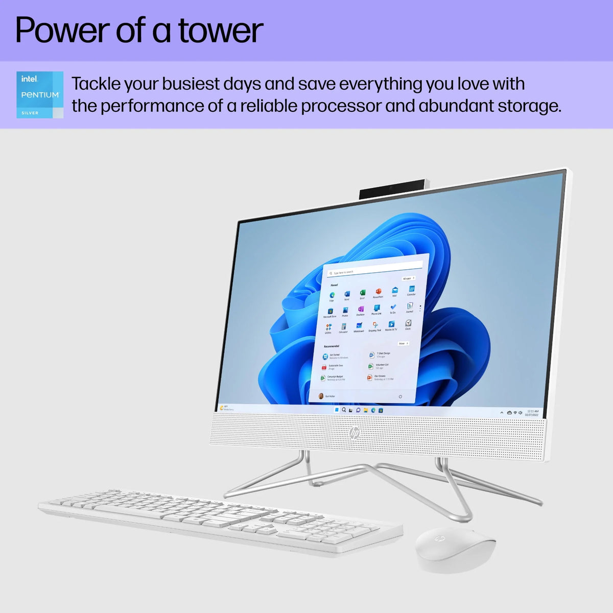 21.5 All-in-One PC, Intel Pentium, 8GB Memory, 128GB SSD, Windows 11 Home, White C338334