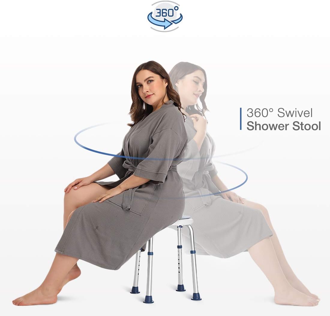 Rotating Adjustable Shower Stool with Waterproof Cushion L490