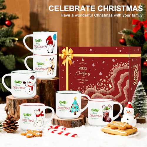 14oz Ceramic Coffee Mugs Set of 6 J4469