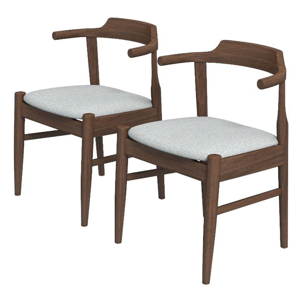 Mid-Century Wood/Fabric Dining Chair in Gray (Set of 2) W944782