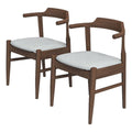 Mid-Century Wood/Fabric Dining Chair in Gray (Set of 2) W944782
