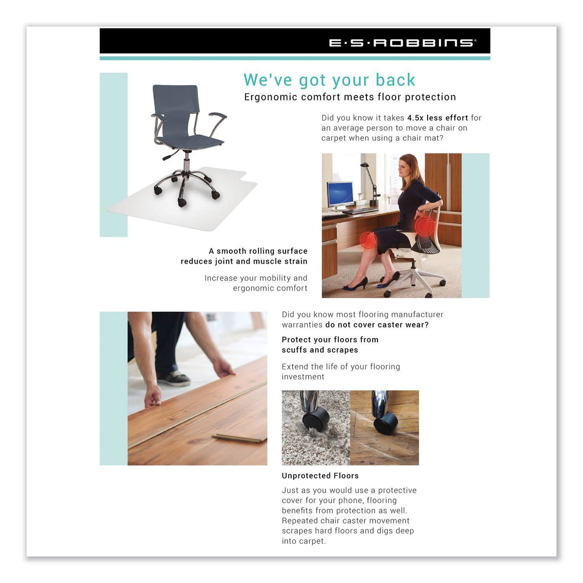 Clear Rectangular 46 x 60 Chair Mat I55788