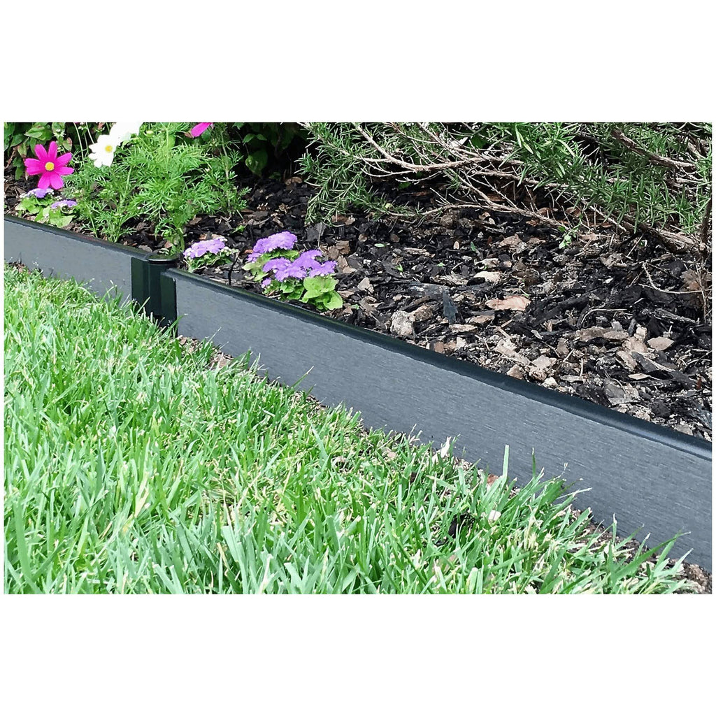 Weathered Wood Composite Landscape Edging Kit - 16 x 1 inch Straight, Gray D602746
