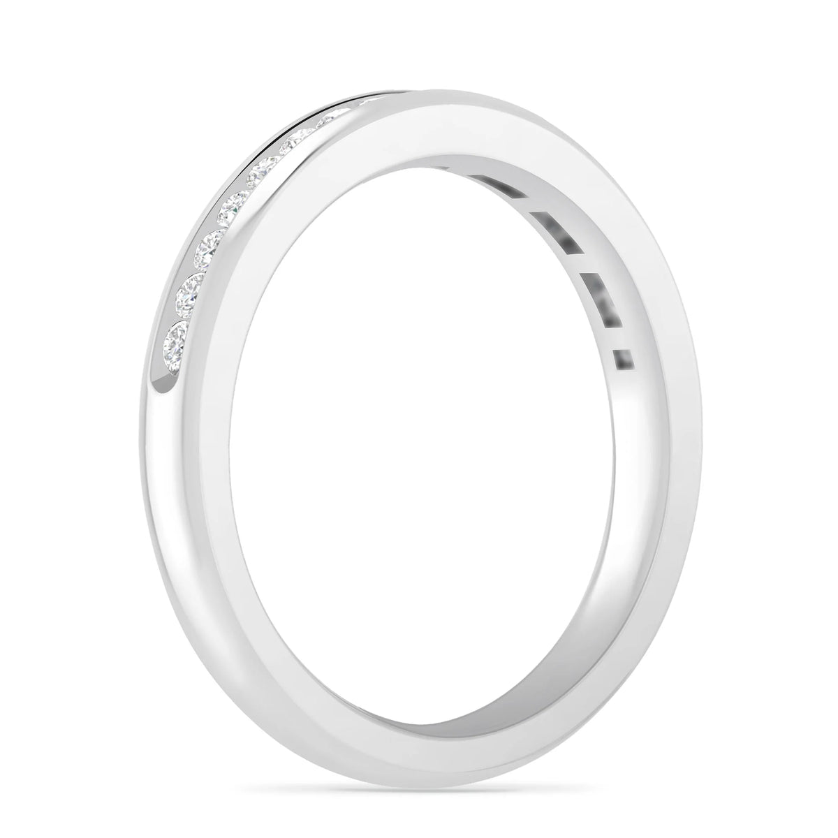 14K White Gold Round Diamond Stackable Band V428468